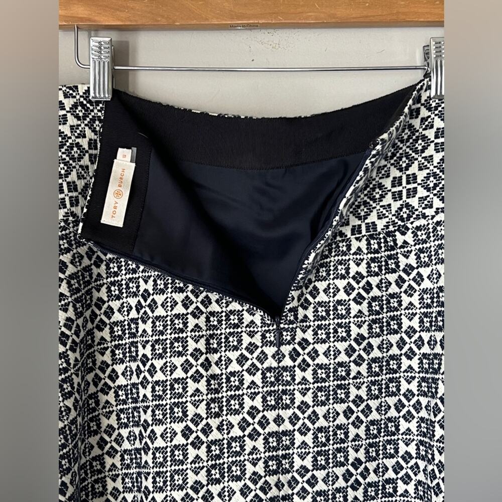 Tory Burch Marley Skirt Fit and Flare Mini Navy Blue and White Size 12 - Picture 6 of 8
